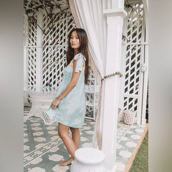 🎀SPELL & the gypsy ocean mini dress in seafoam with lace xxs - Picture 3 of 15